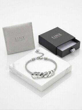 Silver Personalized Name Heart Charms And Snake Chain Charm Bracelet